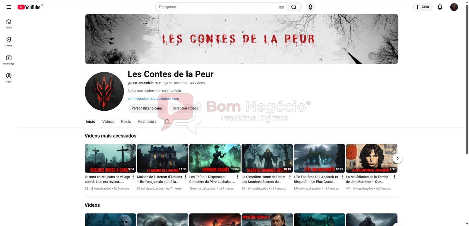 CANAL DO YOUTUBE DE 2K MONETIZADO - TERROR (COD-409)
