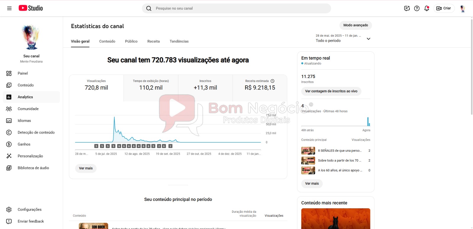 CANAL DO YOUTUBE DE 11K MONETIZADO- MOTIVACIONAL (COD-456) - Imagem 3