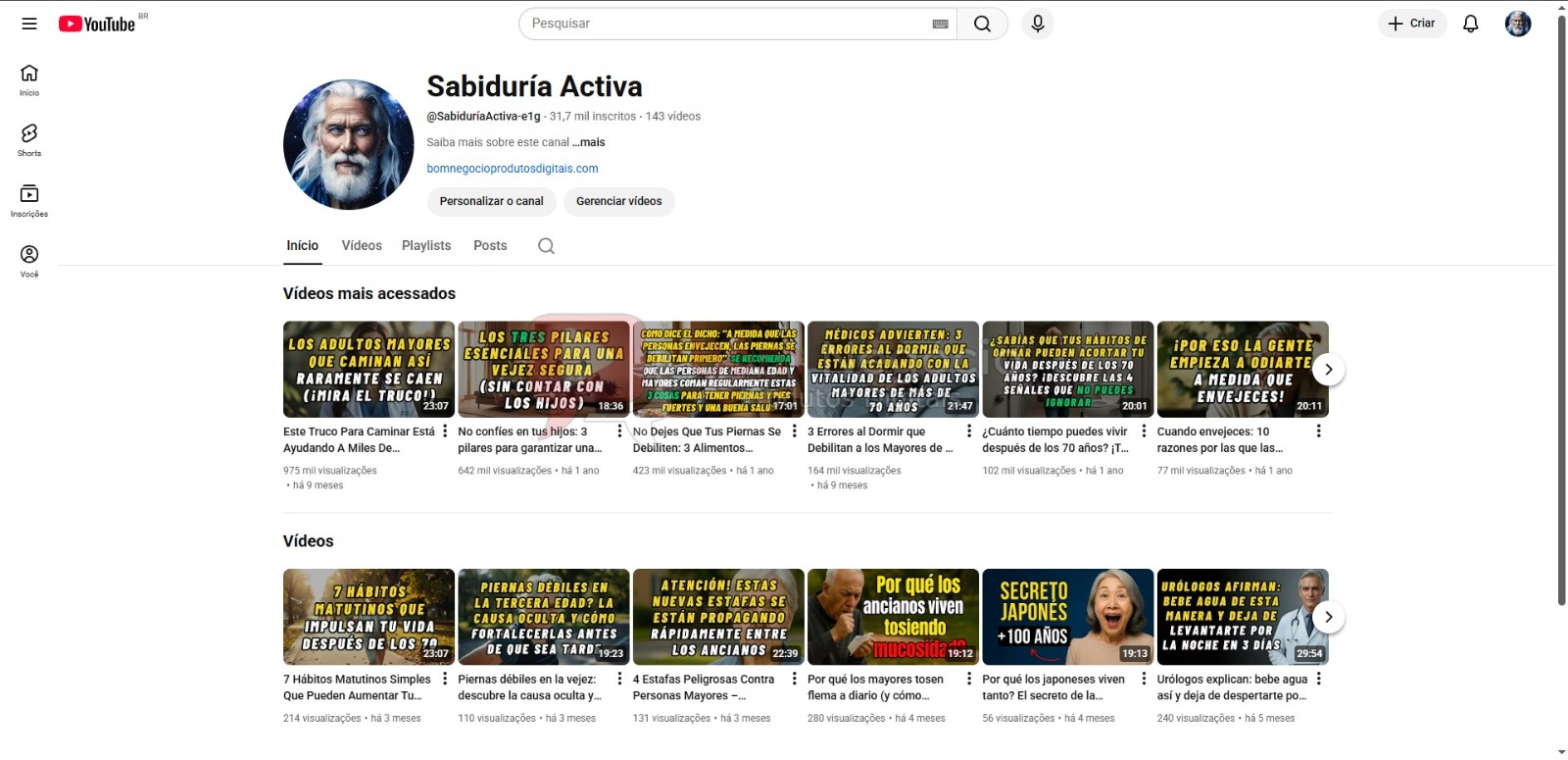 CANAL DO YOUTUBE DE 31K MONETIZADO - SAÚDE (COD-466)