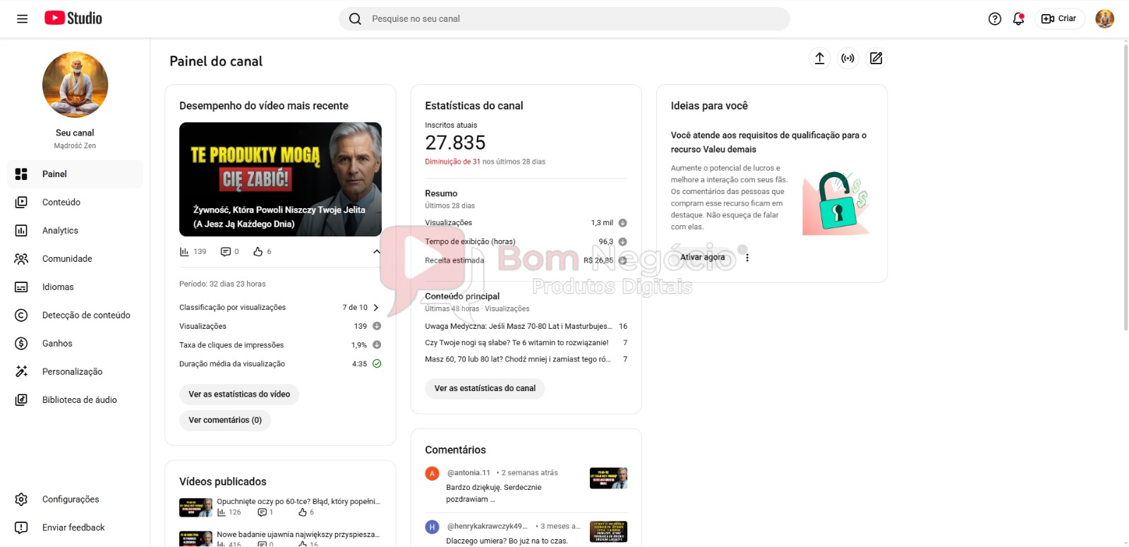 CANAL DO YOUTUBE DE 27K MONETIZADO - SAÚDE (COD-526) - Imagem 2