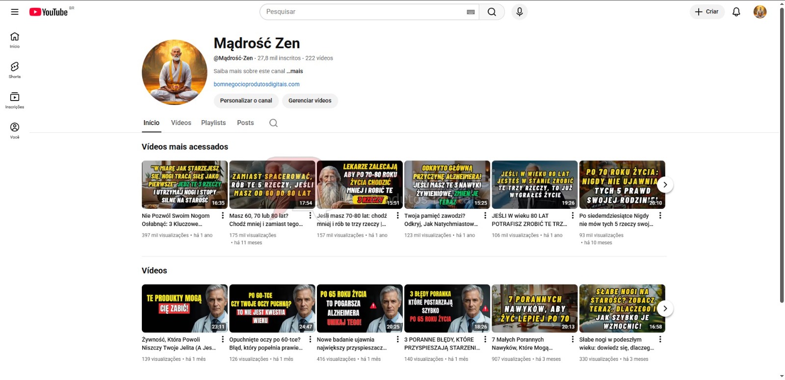 CANAL DO YOUTUBE DE 27K MONETIZADO - SAÚDE (COD-526)