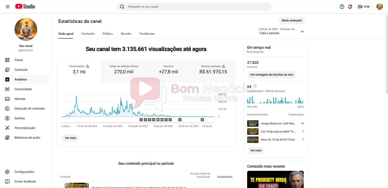 CANAL DO YOUTUBE DE 27K MONETIZADO - SAÚDE (COD-526) - Imagem 3