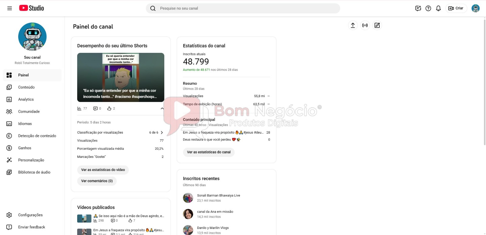 CANAL DO YOUTUBE DE 48K NÃO MONETIZADO - CURIOSIDADES (COD-527) - Imagem 2