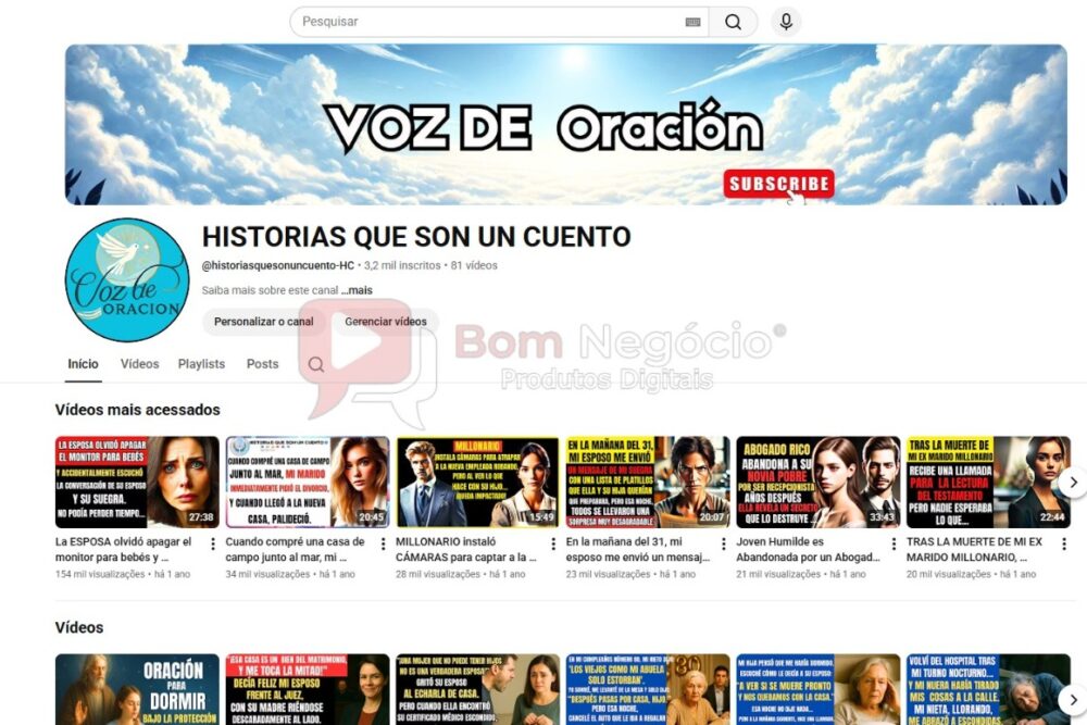 CANAL DO YOUTUBE DE 3K NÃO MONETIZADO - HISTORIAS (COD-603)