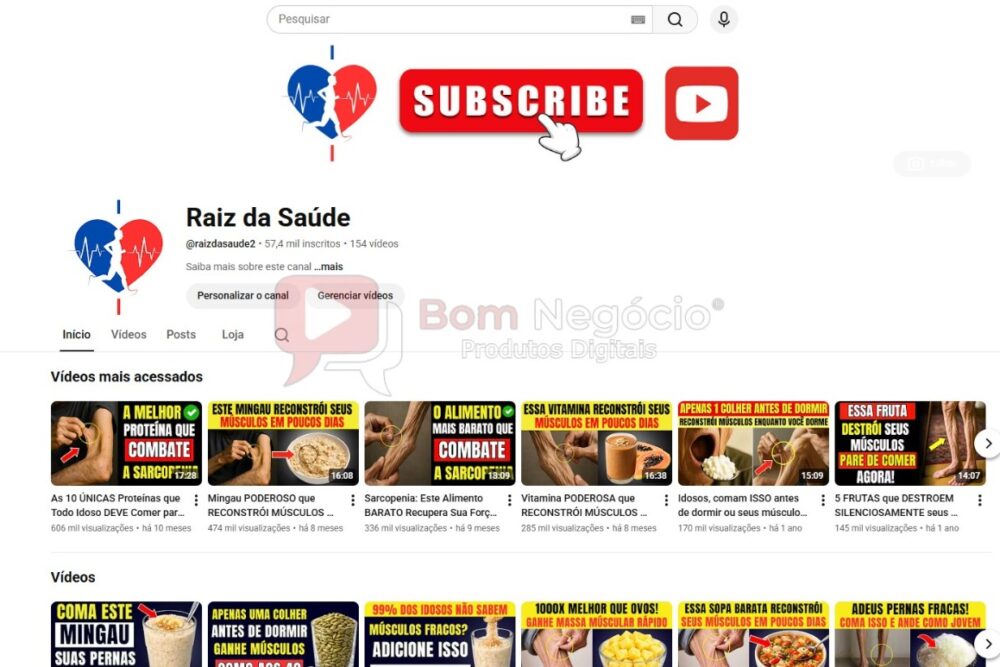 CANAL DO YOUTUBE DE 57K MONETIZADO - SAUDE (COD-604)