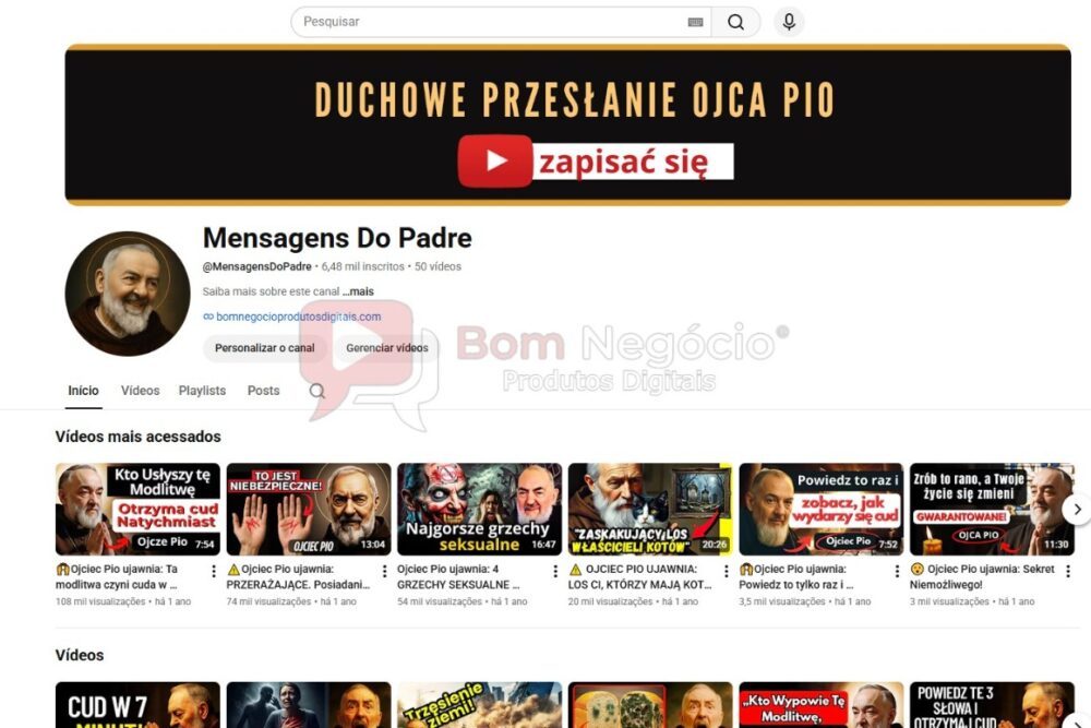 CANAL DO YOUTUBE DE 6K NÃO MONETIZADO - RELIGIÃO (COD-500)