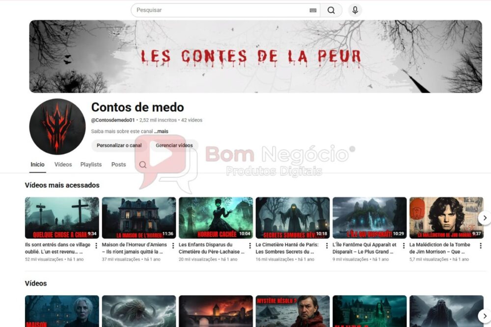 CANAL DO YOUTUBE DE 2K NÃO MONETIZADO - HISTORIAS DE TERROR (COD-502)