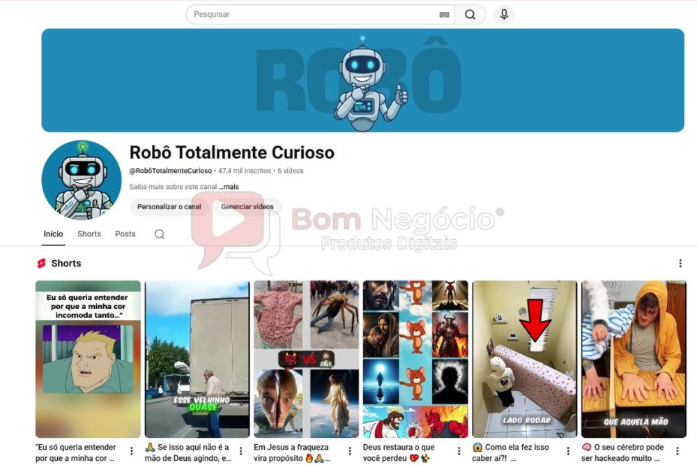 CANAL DO YOUTUBE DE 47K NÃO MONETIZADO - CURIOSIDADES (COD-503)