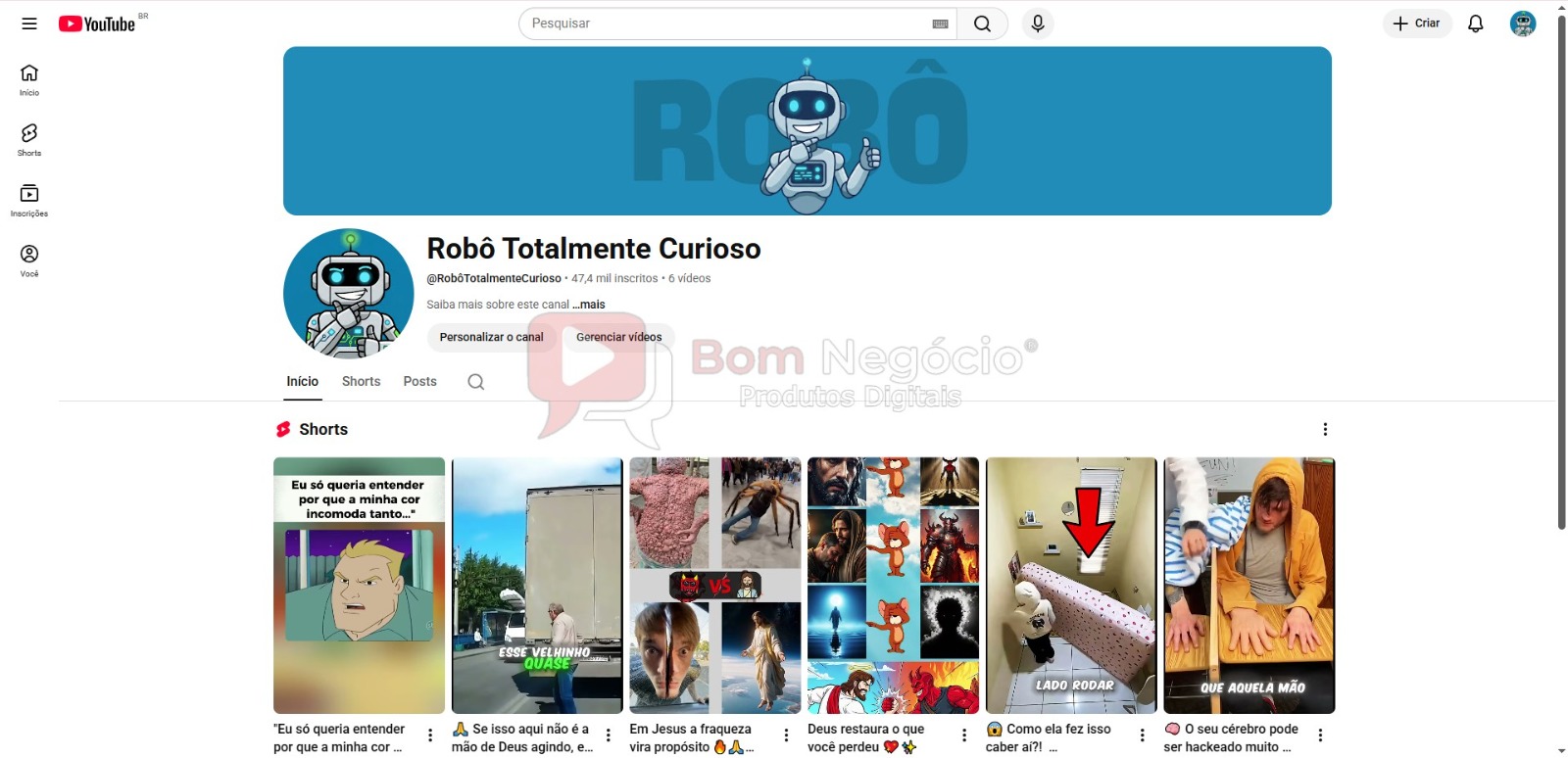 CANAL DO YOUTUBE DE 47K NÃO MONETIZADO - CURIOSIDADES (COD-503)