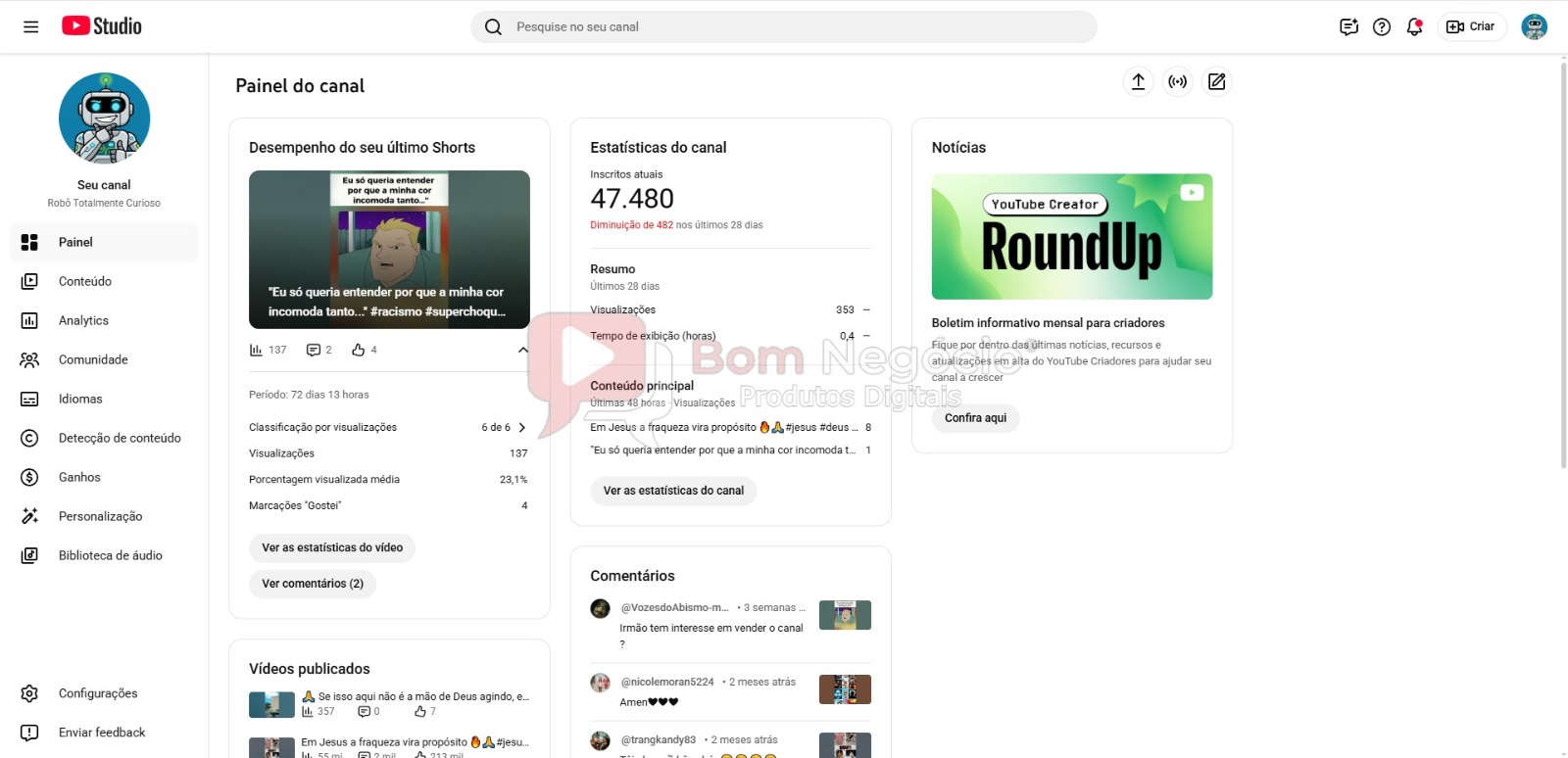 CANAL DO YOUTUBE DE 47K NÃO MONETIZADO - CURIOSIDADES (COD-503) - Imagem 2