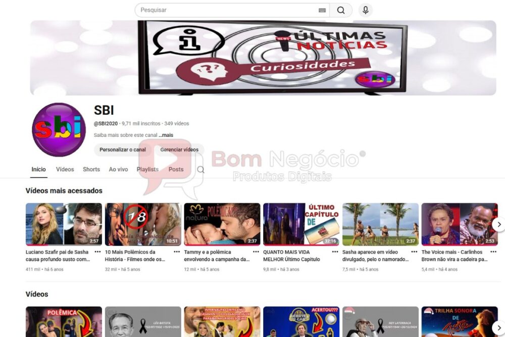 CANAL DO YOUTUBE DE 9K NÃO MONETIZADO - NOTICIAS (COD-505)