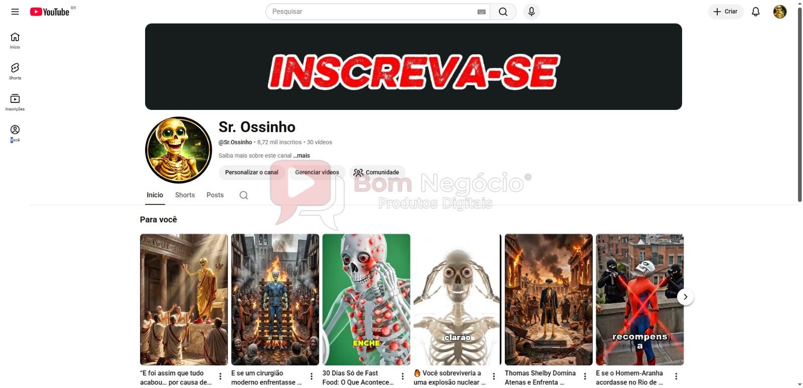 CANAL DO YOUTUBE DE 8K NÃO MONETIZADO - ENTRETENIMENTO (COD-509)