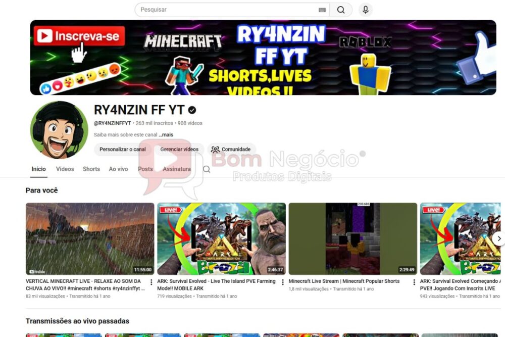 CANAL DO YOUTUBE DE 260K NÃO MONETIZADO - GAMES (COD-511)