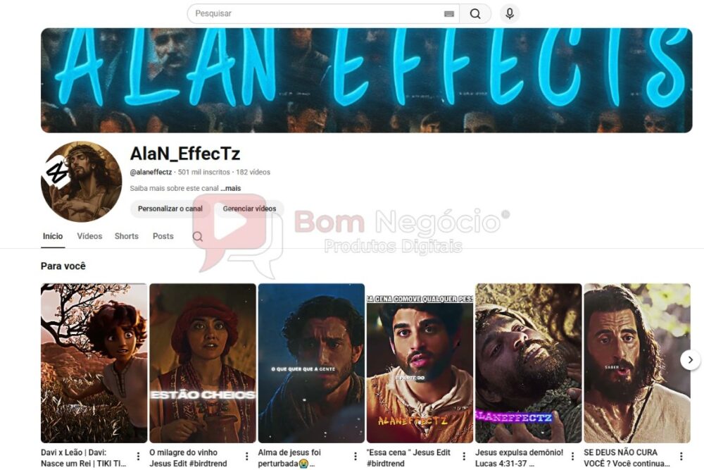 CANAL DO YOUTUBE DE 490K NÃO MONETIZADO - EDITS (COD-512)