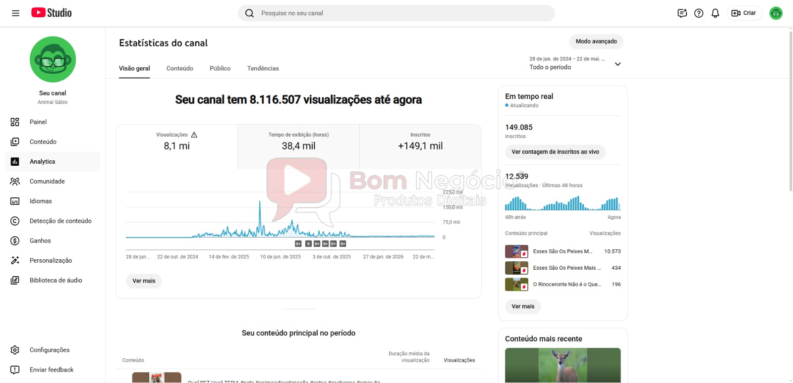 CANAL DO YOUTUBE DE 148K NÃO MONETIZADO - ANIMAIS (COD-513) - Imagem 3