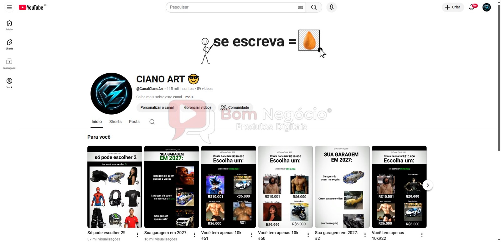 CANAL DO YOUTUBE DE 114K NÃO MONETIZADO - QUIZ (COD-515)