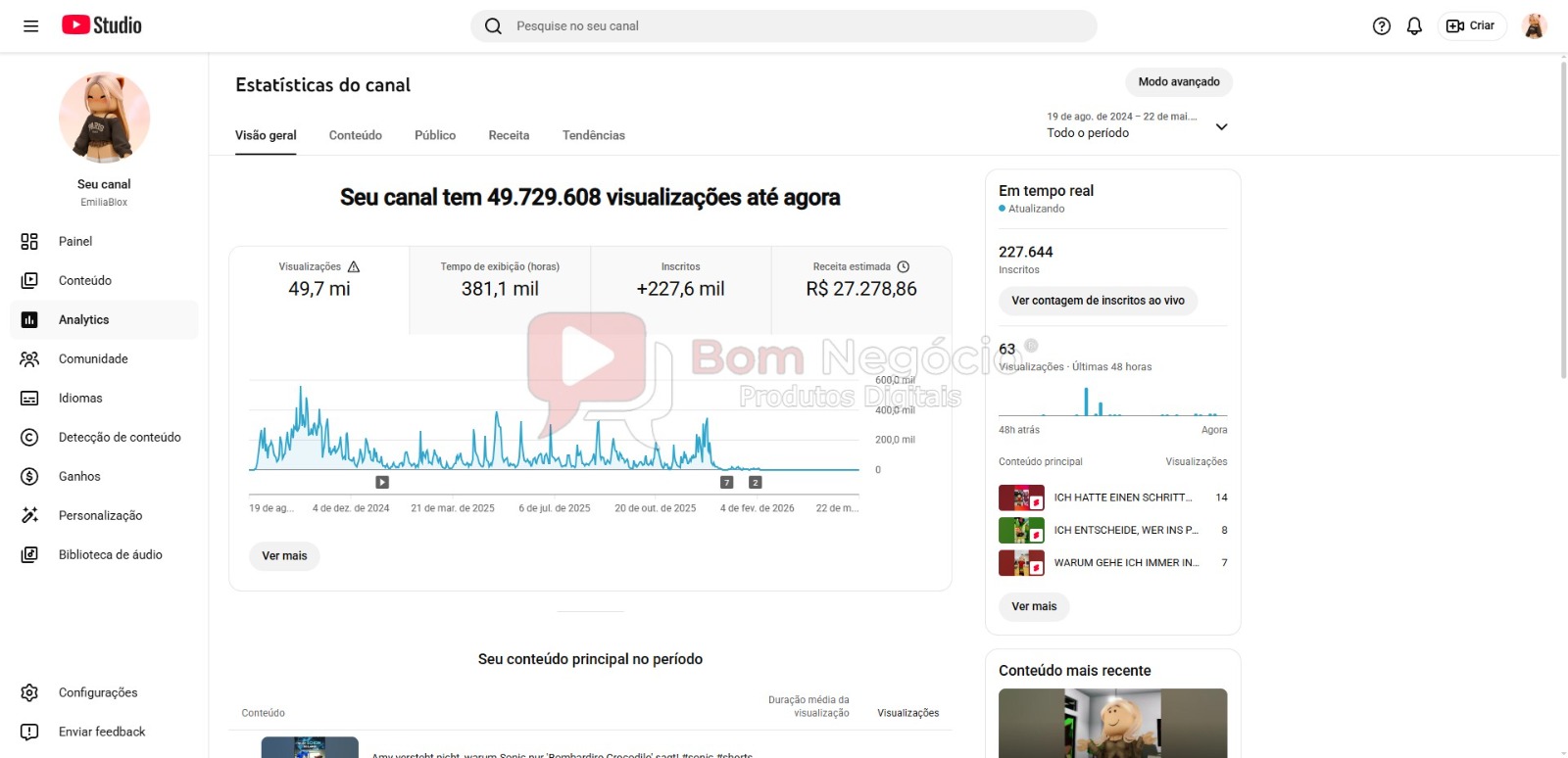 CANAL DO YOUTUBE DE 227K NÃO MONETIZADO - INFANTIL (COD-518) - Imagem 3