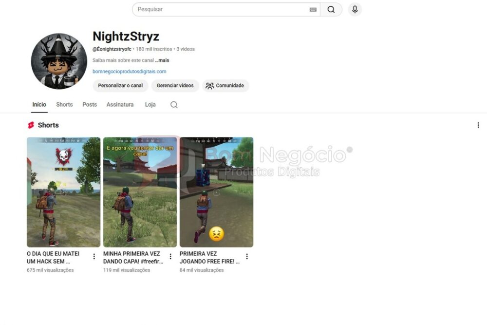 CANAL DO YOUTUBE DE 180K NÃO MONETIZADO - GAMES (COD-523)