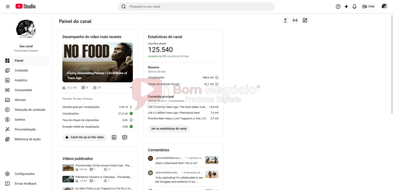 CANAL DO YOUTUBE DE 125K NÃO MONETIZADO - PRÉ-HISTORIA (COD-524) - Imagem 2