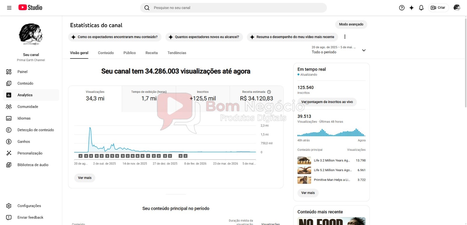 CANAL DO YOUTUBE DE 125K NÃO MONETIZADO - PRÉ-HISTORIA (COD-524) - Imagem 3