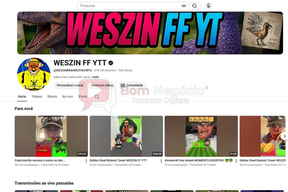 CANAL DO YOUTUBE DE 378K NÃO MONETIZADO - GAMES (COD-527)