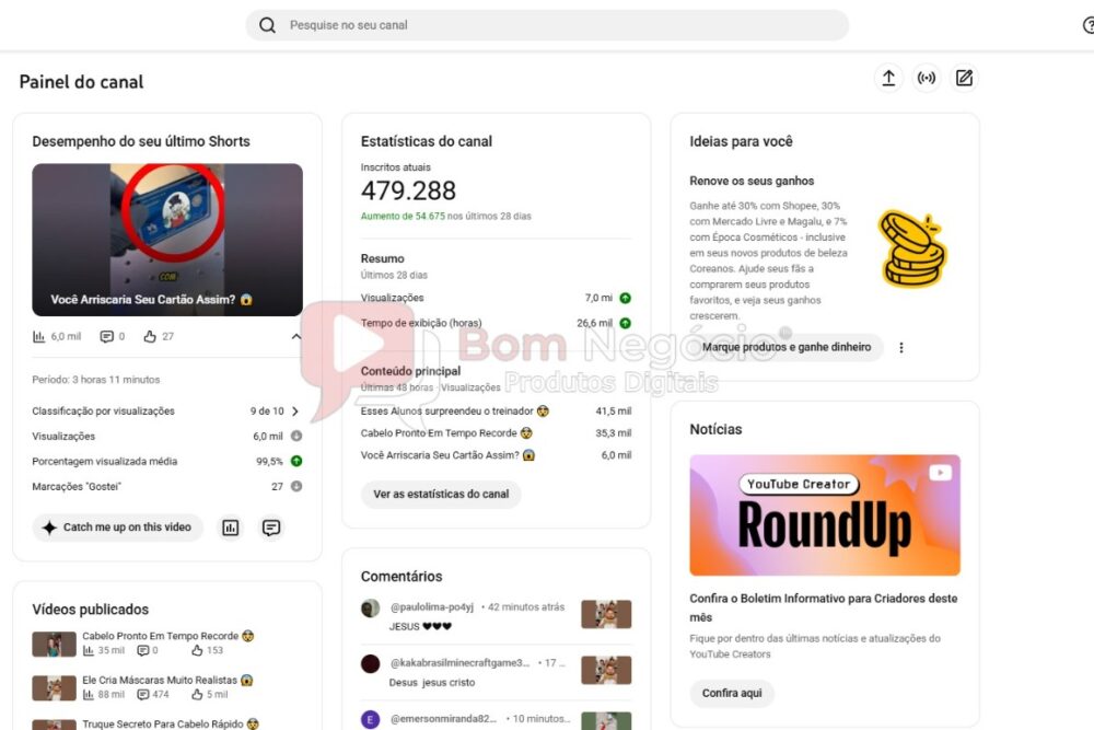 CANAL DO YOUTUBE DE 479K SEMI-MONETIZADO - CURIOSIDADES (COD-528)