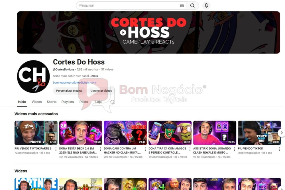 CANAL DO YOUTUBE DE 7K MONETIZADO - GAMES (COD-532)