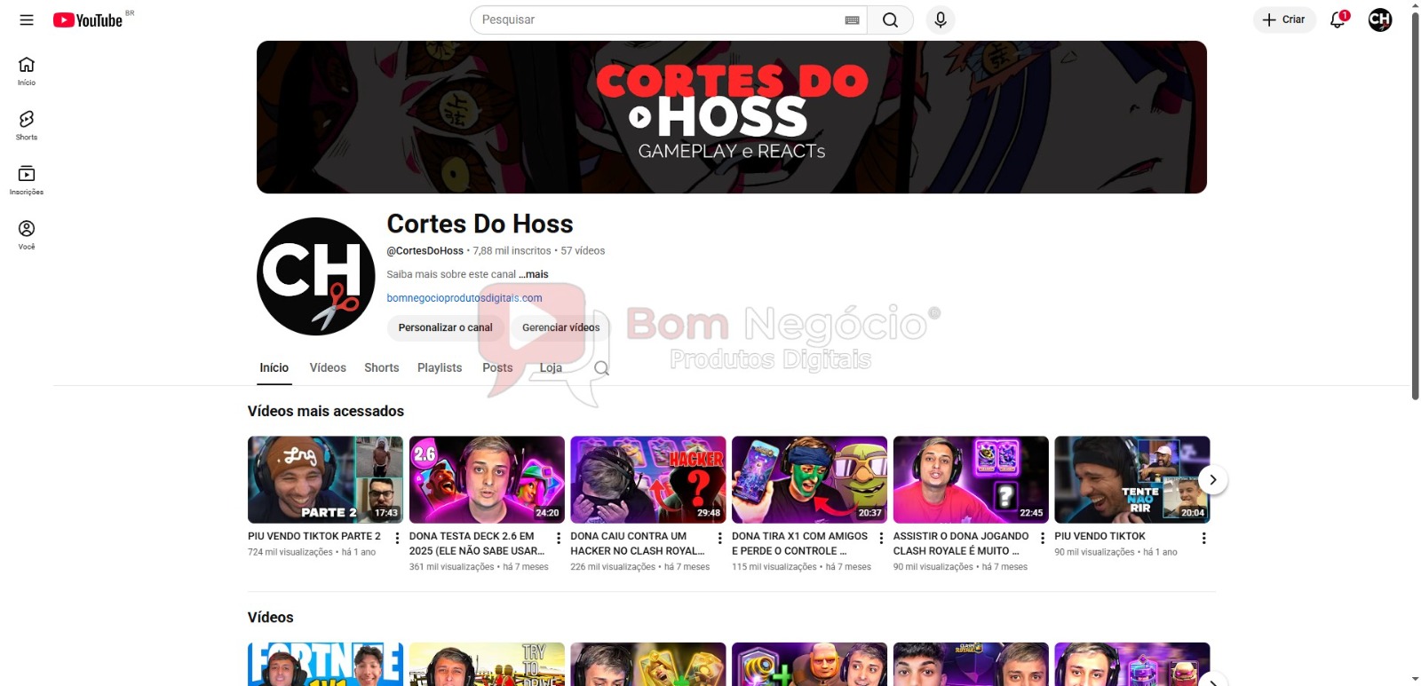 CANAL DO YOUTUBE DE 7K MONETIZADO - GAMES (COD-532)