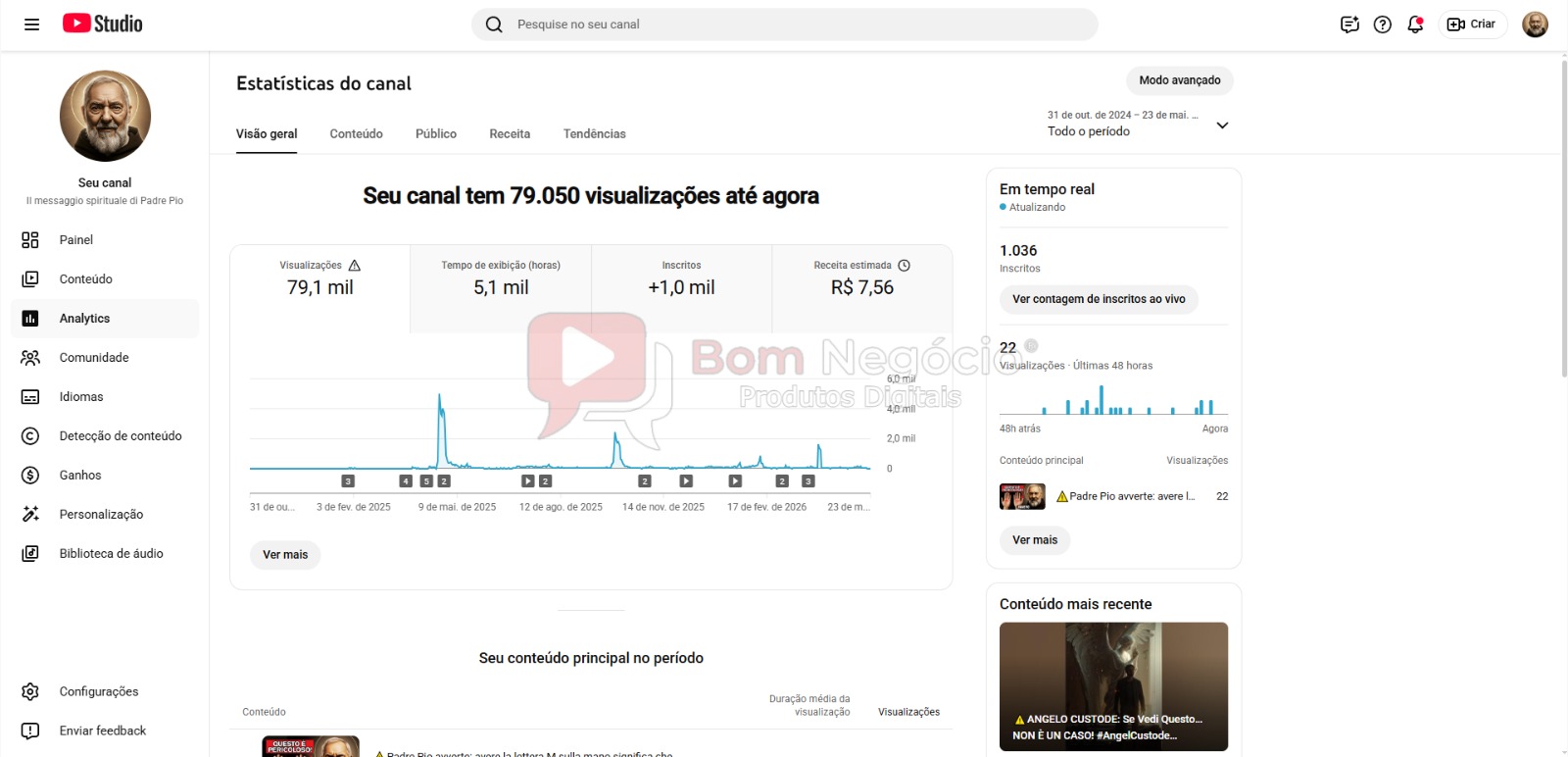 CANAL DO YOUTUBE DE 1K NÃO MONETIZADO - RELIGIÃO (COD-537) - Imagem 3