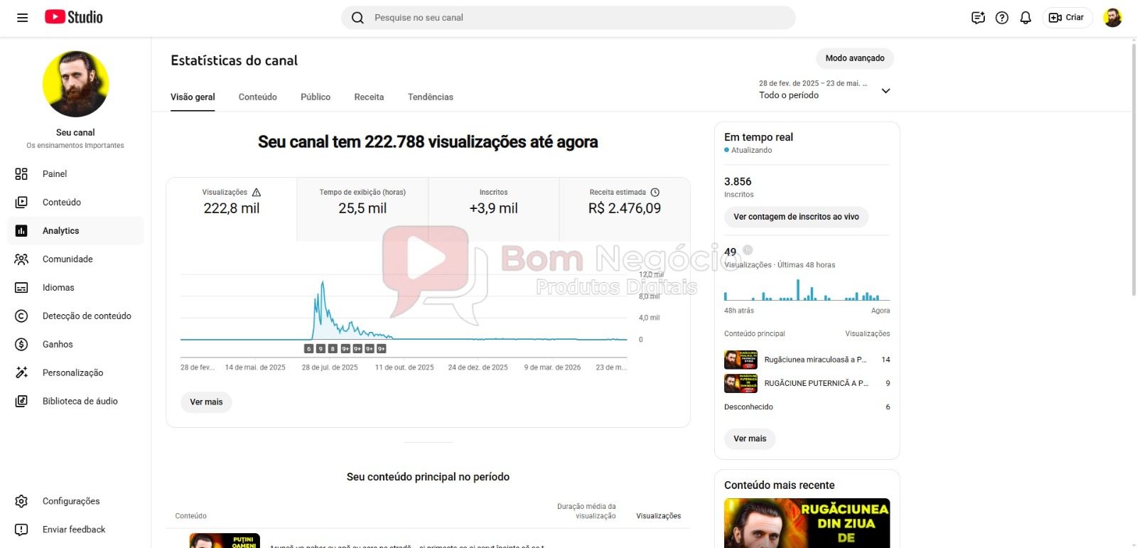 CANAL DO YOUTUBE DE 3K NÃO MONETIZADO - MOTIVACIONAL (COD-538) - Imagem 3