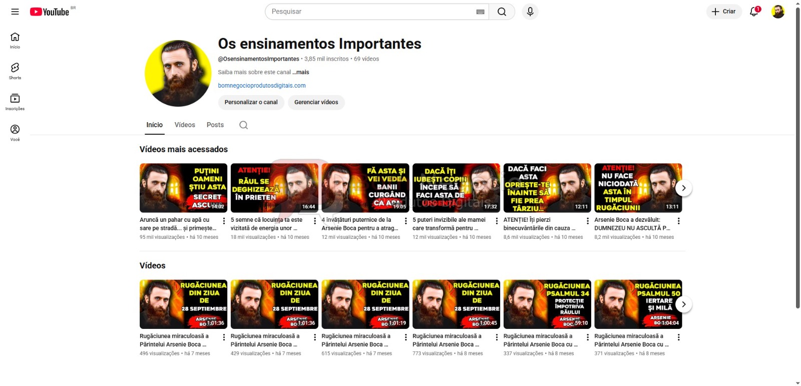 CANAL DO YOUTUBE DE 3K NÃO MONETIZADO - MOTIVACIONAL (COD-538)