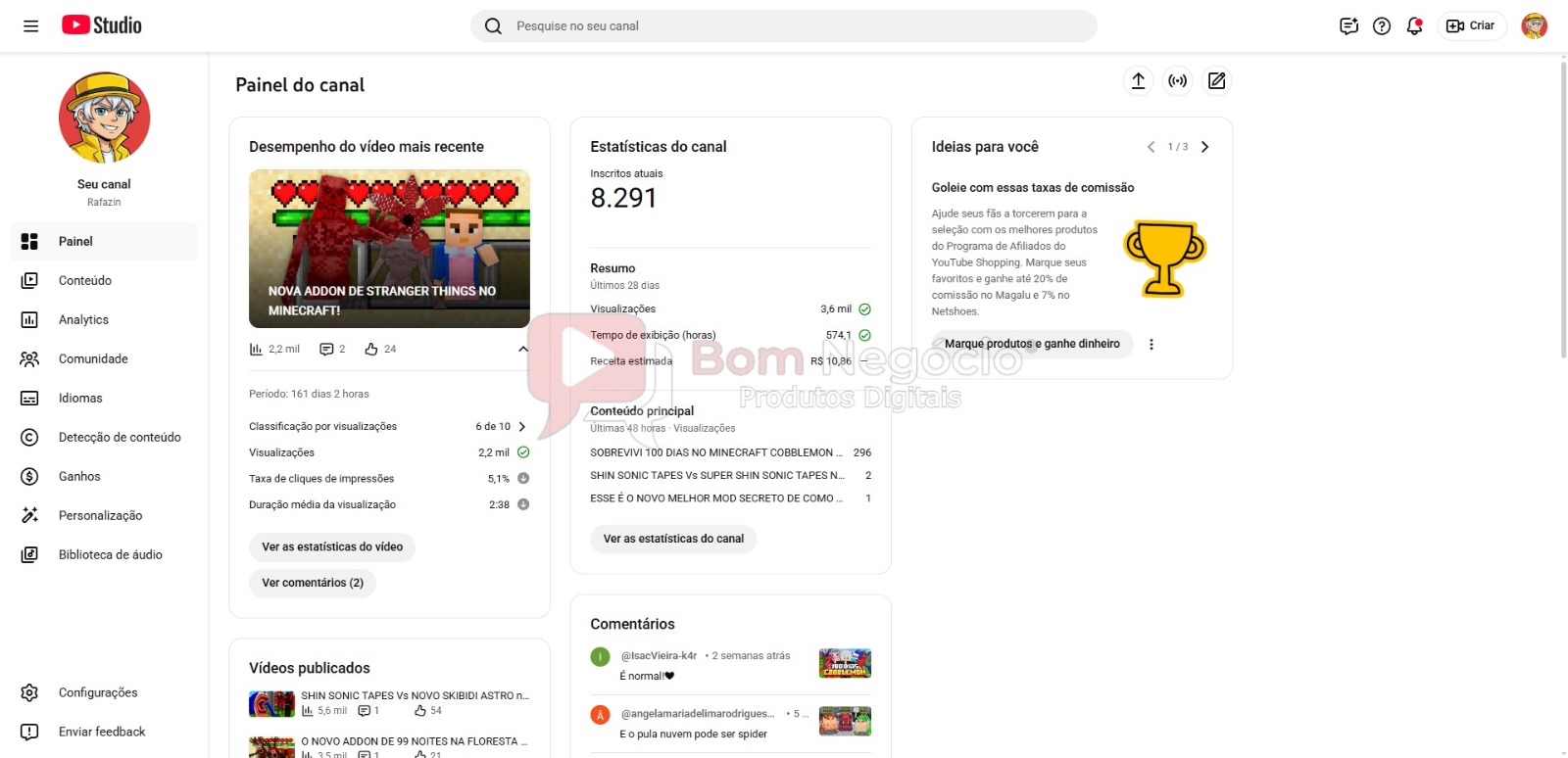 CANAL DO YOUTUBE DE 8K MONETIZADO - GAMES (COD-547) - Imagem 2