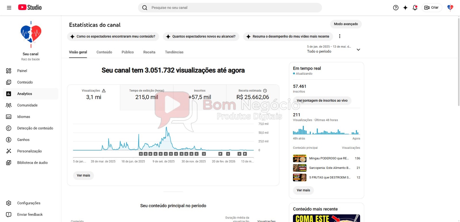 CANAL DO YOUTUBE DE 57K MONETIZADO - SAÚDE (COD-548) - Imagem 3