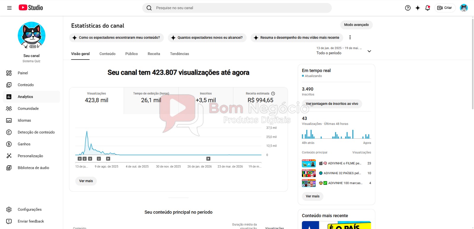 CANAL DO YOUTUBE DE 3K MONETIZADO - QUIZ (COD-550) - Imagem 3