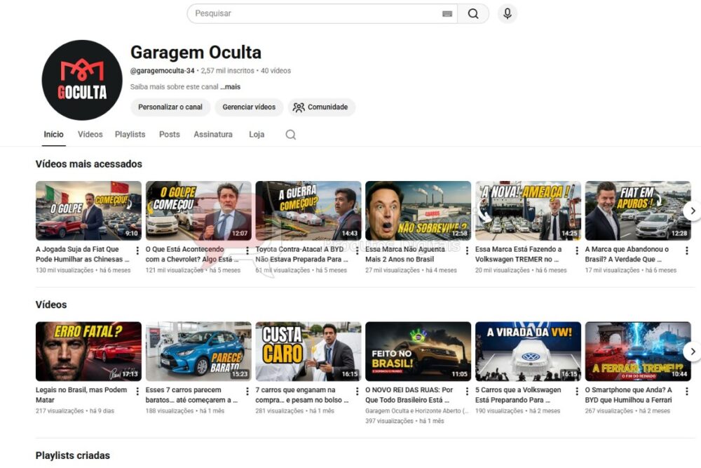CANAL DO YOUTUBE DE 2K MONETIZADO - VEICULOS (COD-555)