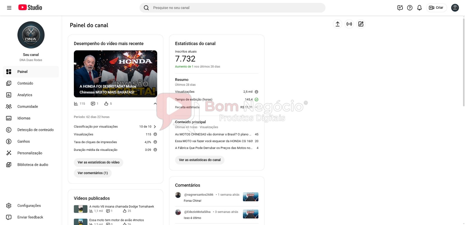 CANAL DO YOUTUBE DE 7K MONETIZADO - VEICULOS (COD-556) - Imagem 2
