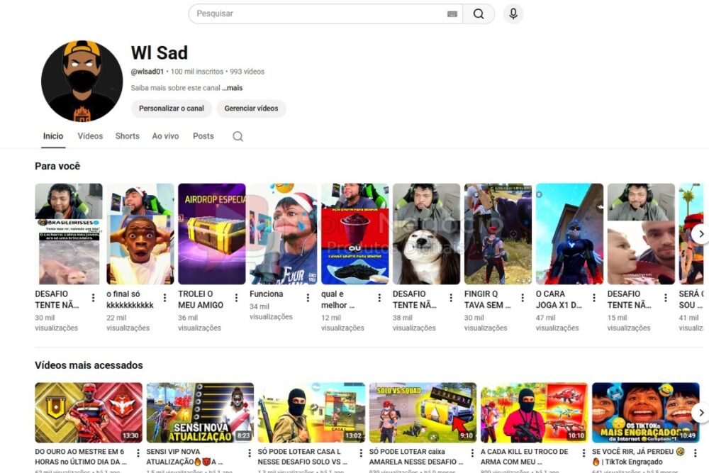 CANAL DO YOUTUBE DE 100K NÃO MONETIZADO - GAMES (COD-558)