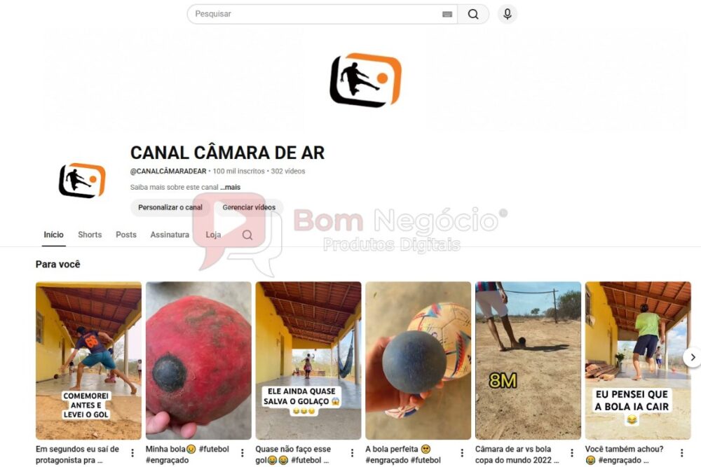 CANAL DO YOUTUBE DE 100K MONETIZADO - FUTEBOL (COD-559)