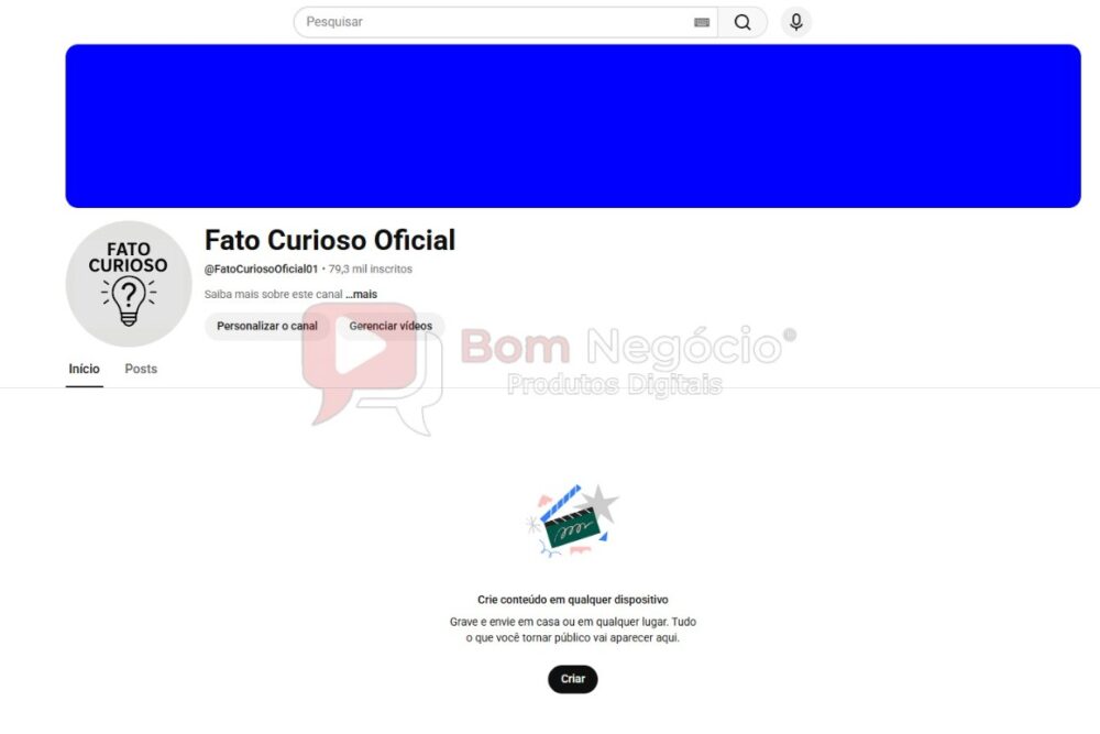 CANAL DO YOUTUBE DE 79K NÃO MONETIZADO - CURIOSIDADES (COD-561)