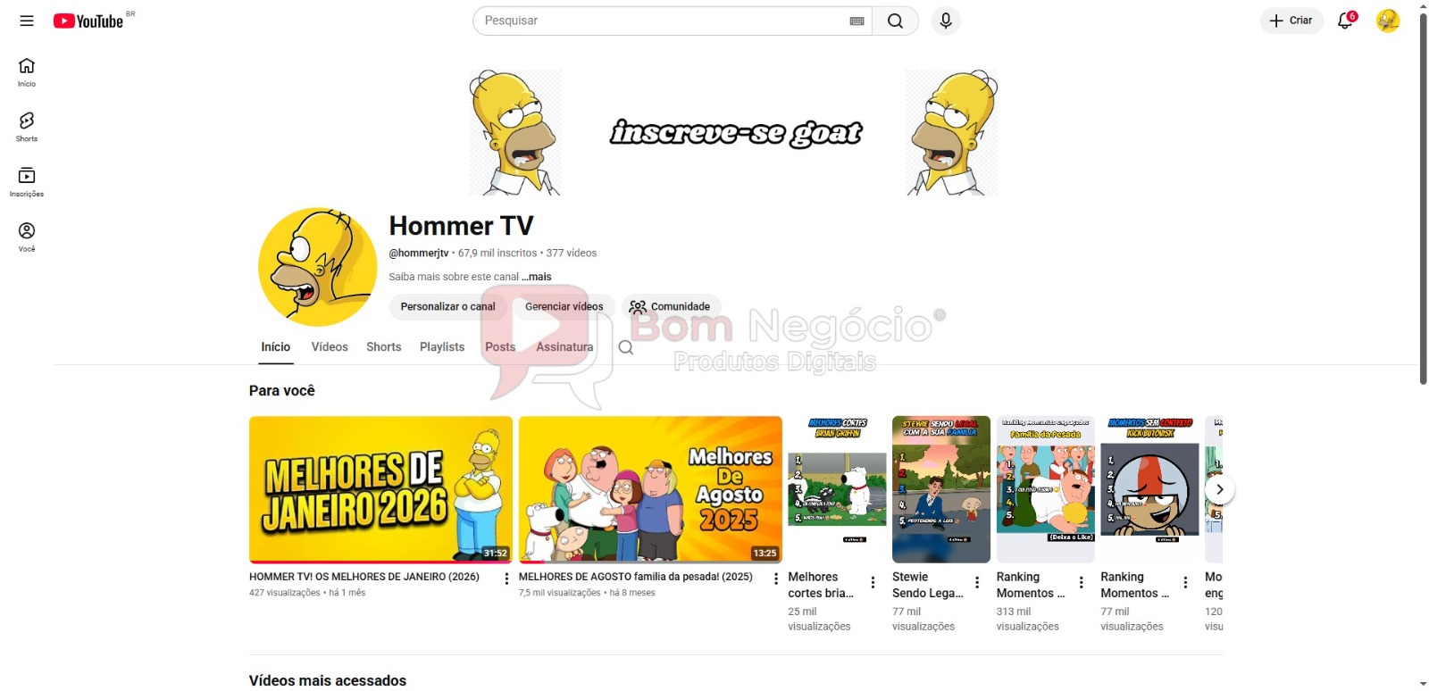 CANAL DO YOUTUBE DE 68K NÃO MONETIZADO - ENTRETENIMENTO (COD-569)