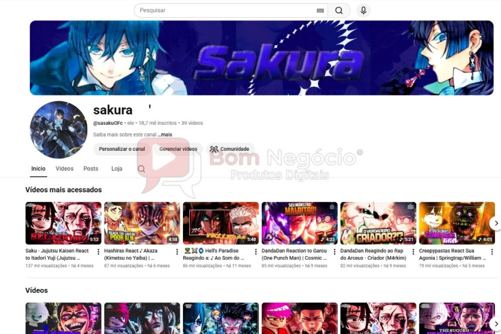 CANAL DO YOUTUBE DE 18K MONETIZADO - ANIMES (COD-571)