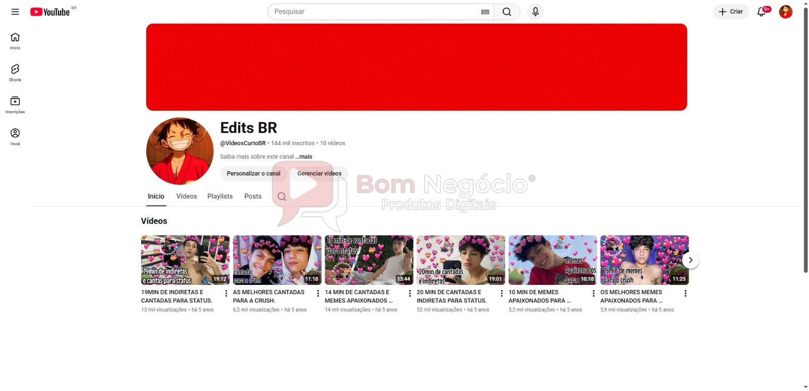 CANAL DO YOUTUBE DE 144K NÃO MONETIZADO - MEMES (COD-573)