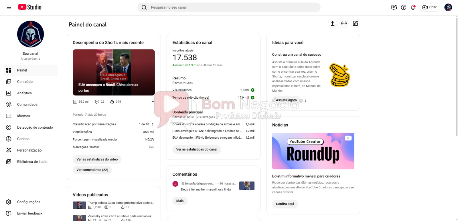 CANAL DO YOUTUBE DE 17K NÃO MONETIZADO - POLITICA (COD-575) - Imagem 2