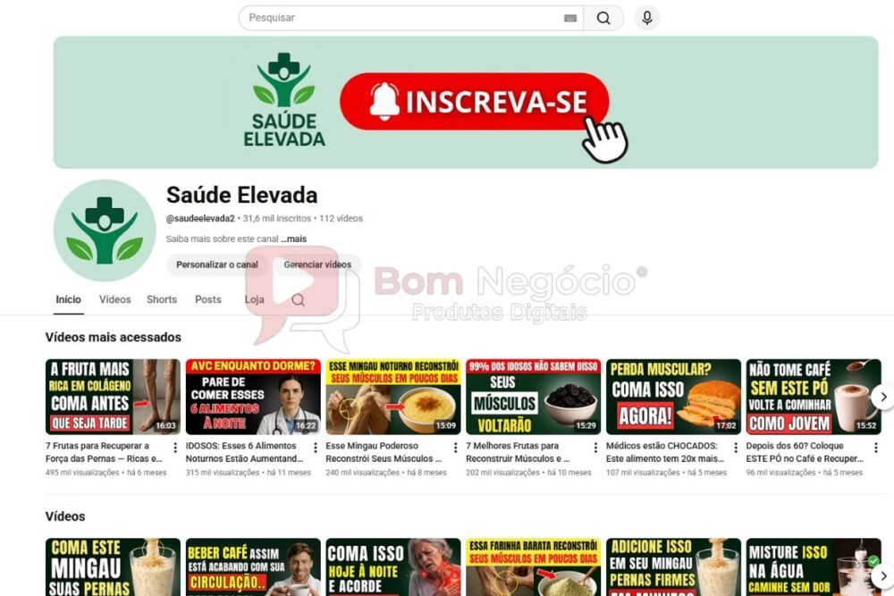 CANAL DO YOUTUBE DE 31K MONETIZADO - SAÚDE (COD-577)