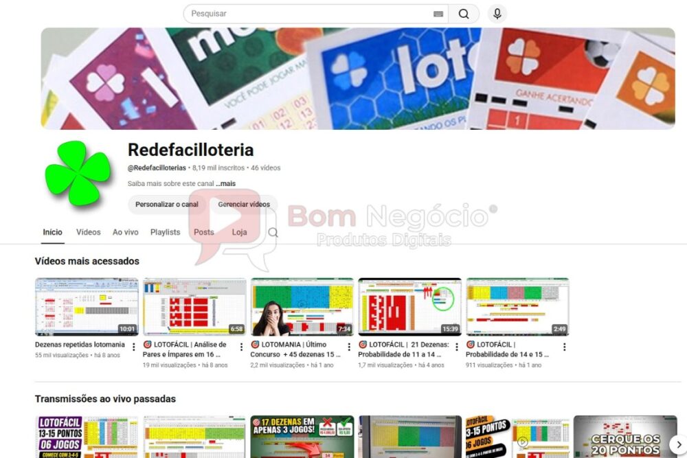 CANAL DO YOUTUBE DE 8K MONETIZADO - LOTERIAS (COD-578)