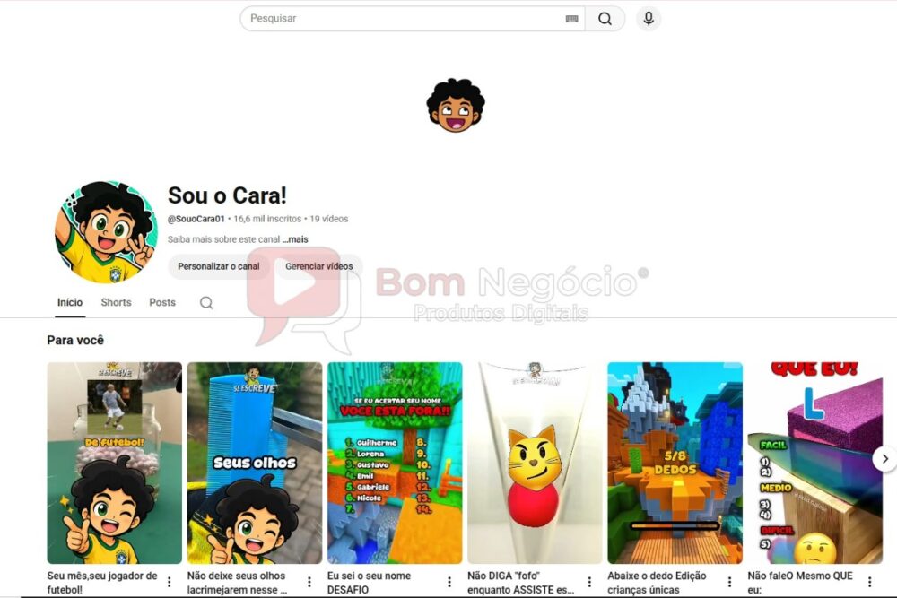 CANAL DO YOUTUBE DE 16K NÃO MONETIZADO - CURIOSIDADES (COD-580)