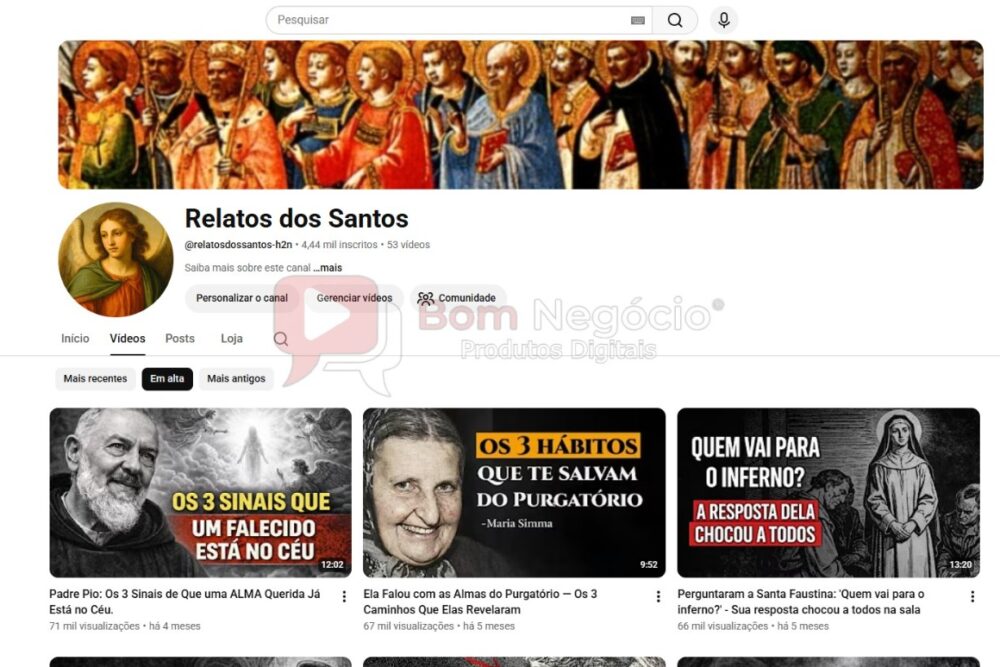 CANAL DO YOUTUBE DE 4K MONETIZADO - RELIGIÃO (COD-583)