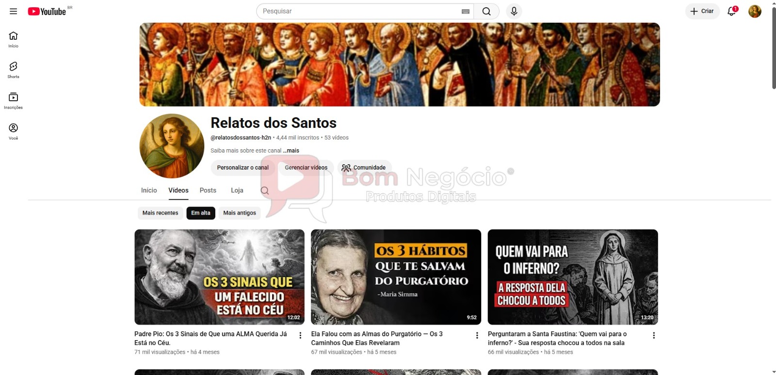 CANAL DO YOUTUBE DE 4K MONETIZADO - RELIGIÃO (COD-583)