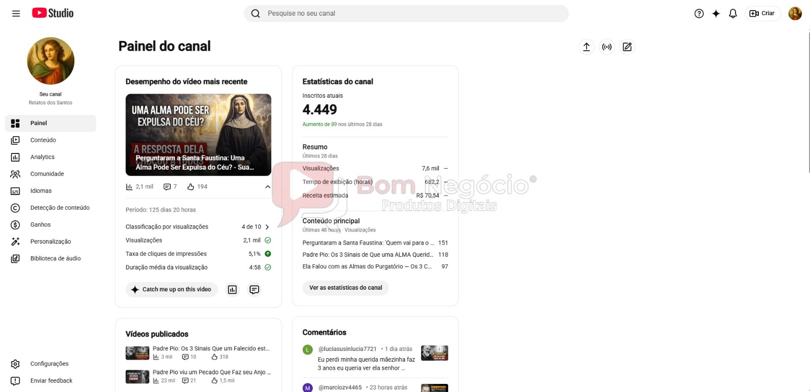 CANAL DO YOUTUBE DE 4K MONETIZADO - RELIGIÃO (COD-583) - Imagem 2