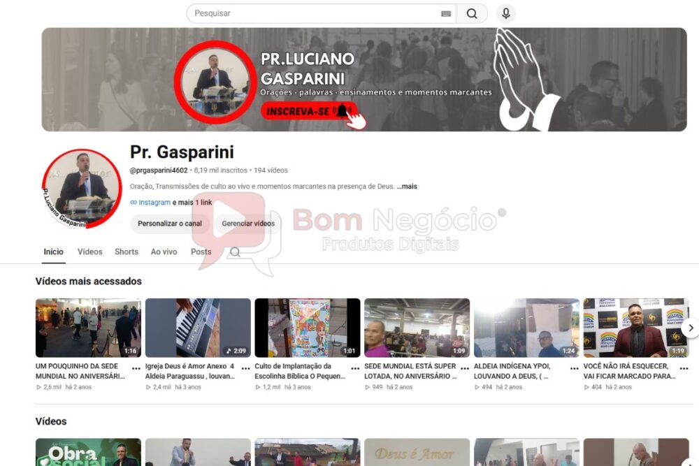 CANAL DO YOUTUBE DE 8K NÃO MONETIZADO - RELIGIÃO (COD-584)